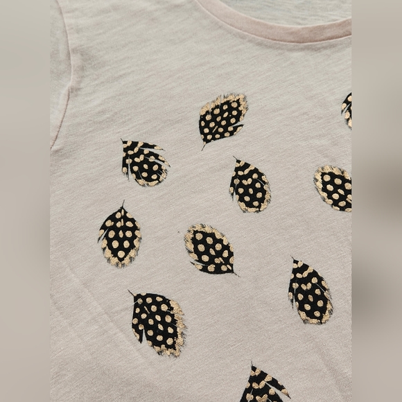 NWT J.Crew Women's Blush Pink Metallic Feathers Collectors Tee Size Medium - Picture 2 of 4